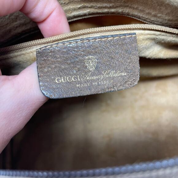 Gucci GG Supreme Monogram Web Vintage Boston Bag Canvas Leather Beige Brown - Picture 14 of 16